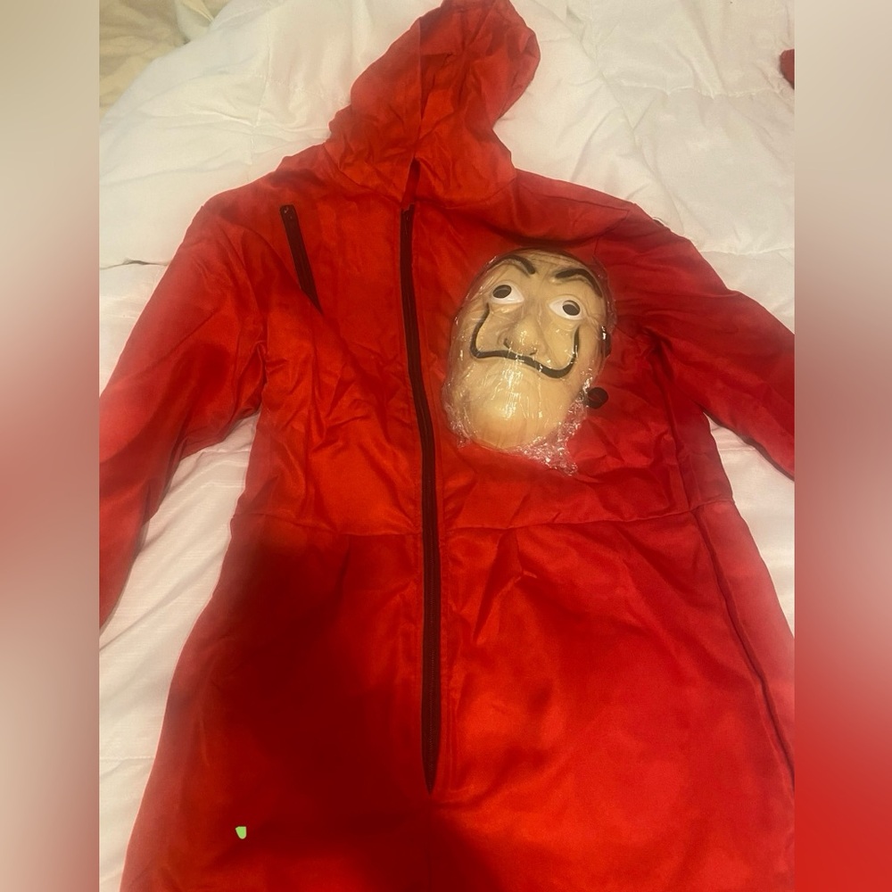 Red jumpsuit with mask